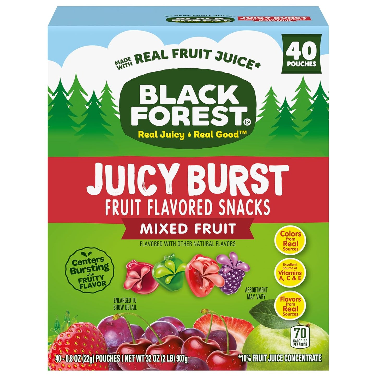 , Juicy Burst, Fruit Flavored Snacks, Mixed Fruit Flavors, a Juicy Burst of Natural Flavors, Made with Real Fruit Juice, 0.8 Oz 40 Ct