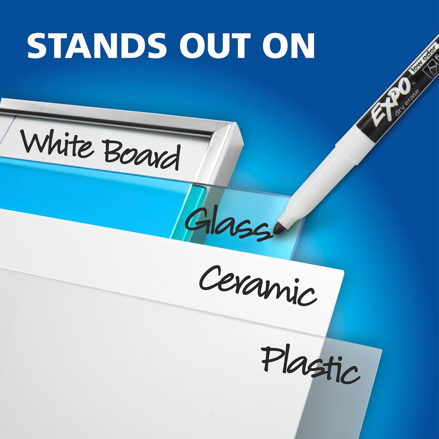 Low Odor Dry Erase Markers Fine Tip Black 4 Count