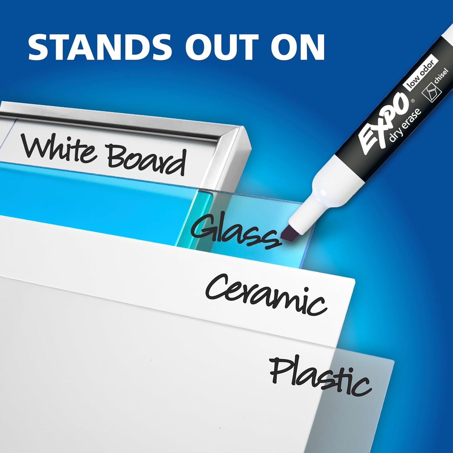 Low Odor Dry Erase Markers Chisel Tip Black 4 Count