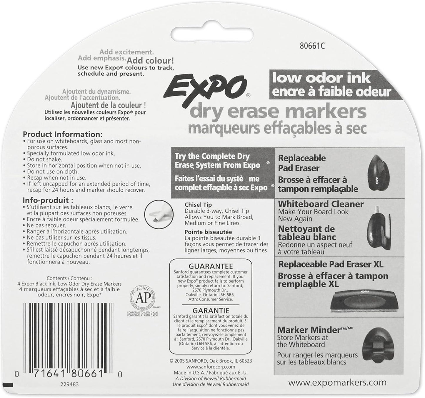 Low Odor Dry Erase Markers Chisel Tip Black 4 Count