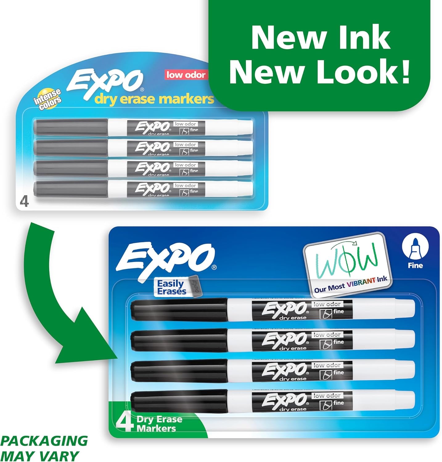 Low Odor Dry Erase Markers Fine Tip Black 4 Count