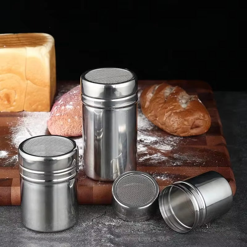 A Stainless Steel Powder Icing Sugar Can,Fine Mesh,with Cover,For Soda、Cocoa powder、Corn starch、Coffee、Flour