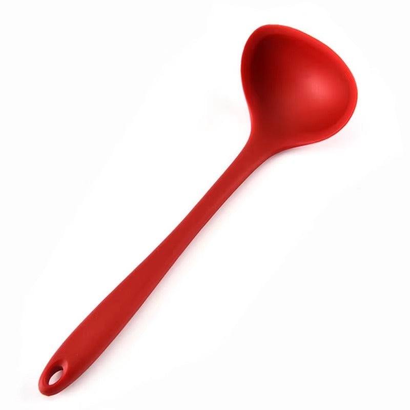 Venlohome Non-stick Silicone Ladle Soup Spoon Curved Handle Heat Resistant Round Scoop With Hygienic Coating FDA Cook Utensils