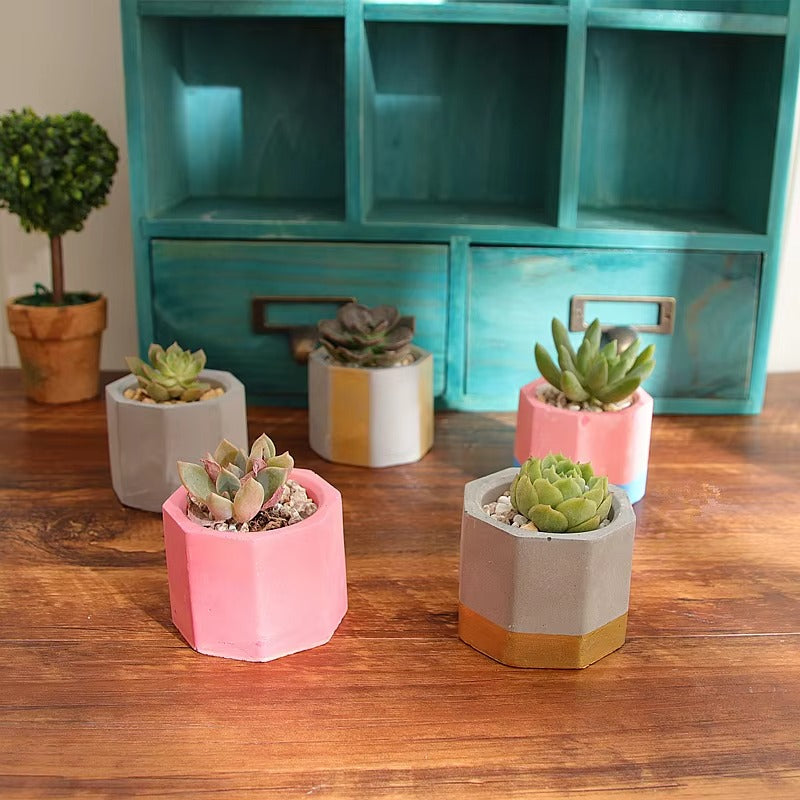 3 Holes Round Geometric Polygonal Concrete Silicone Flowerpot Mold Cactus Cement Pot DIY Clay Craft Bottle Mould Decoration