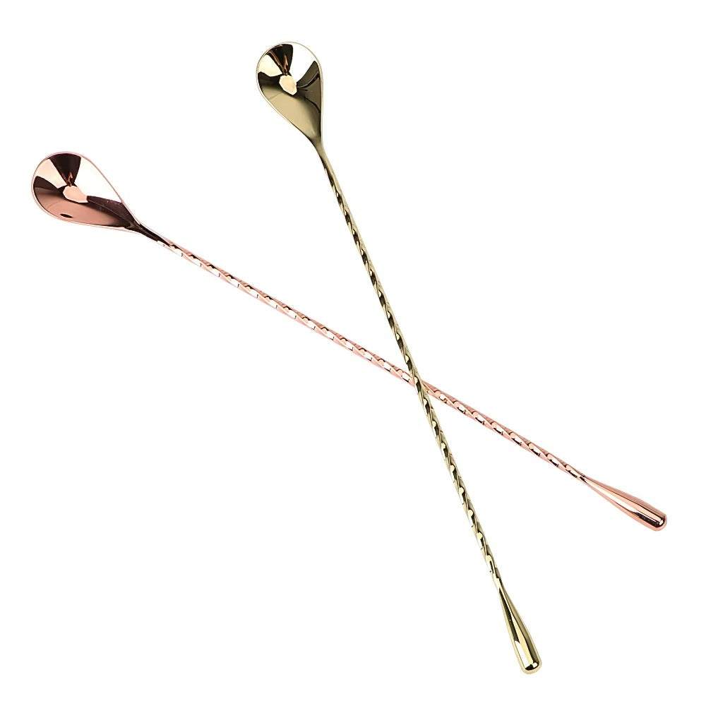 HILIFE 30/40cm Stainless Steel Stir Bar Spoon Mixing Ounces Cocktail Spoon Spiral Pattern Bartender Tools Teadrop Spoon Bar Tool