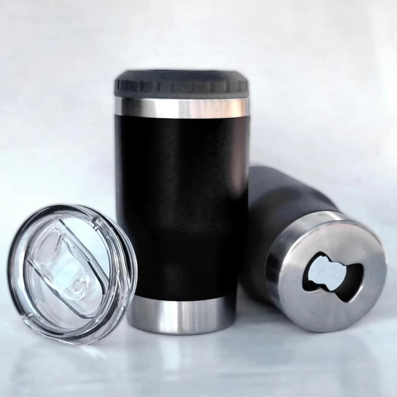 4 in 1 Can Cooler Tumbler for 12 Oz Cans, Slim Cans,and Bottles with Built-in Bottle Opener,Insulated Cool Summer Ice Bottle Cup