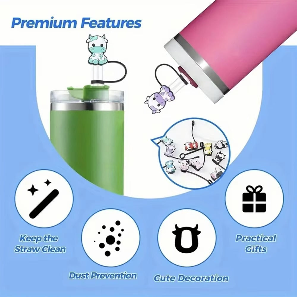 1-8Pcs MINISO Disney Stitch Straw Cover Cap Cartoon Drink Straw Plug Reusable Dustproof Splash Proof Drinking Cup Straw Cap Gift