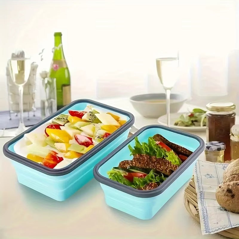14pcs Collapsible Silicone Food Storage Container Stackable Space Saving Lunch Box Microwaveable Foldable Kitchen Accessories