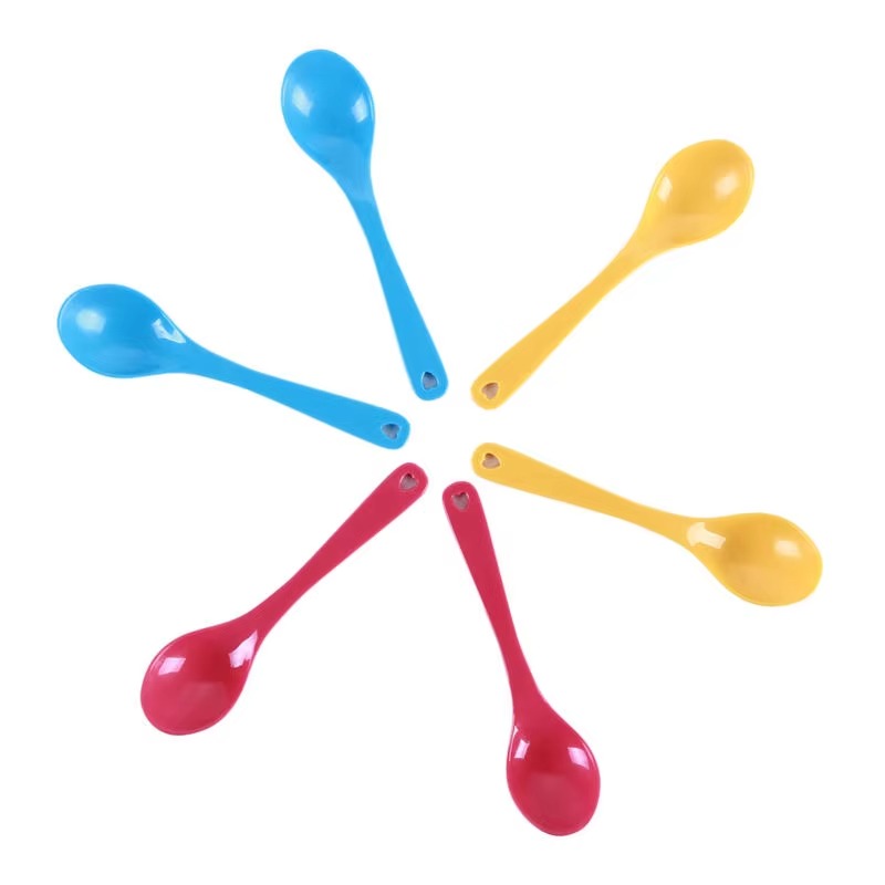 12pcs/Set Round Soup Spoon Tableware Randomly Colored Soup Rice scoop Multi-purpose Restaurant Household Kitchenware Supplies