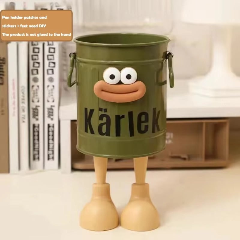 1 Pc cartoon pen holder, simple storage holder, for office storage, desk storage, home study storage (random letter stickers)