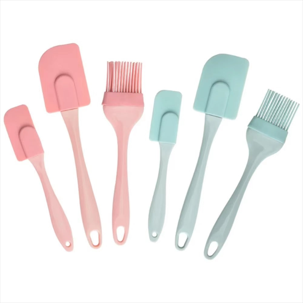3Pcs Non-Stick Silicone Cream Scraper Bread Cake Butter Spatula Mixer Oil Brush With PP Handle