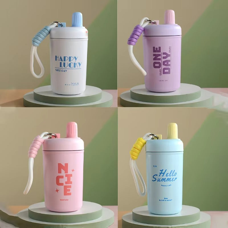 Cute Steel Thermal Insulation Water Cup Multi-color Optional Exquisite Direct Drinking Water Cup with Lanyard Water Cup