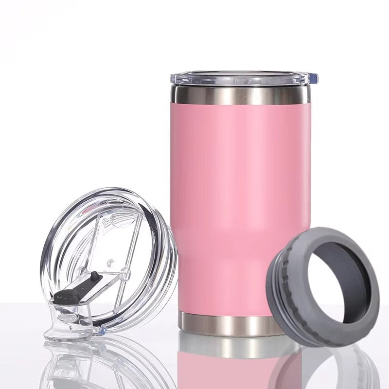 4 in 1 Can Cooler Tumbler for 12 Oz Cans, Slim Cans,and Bottles with Built-in Bottle Opener,Insulated Cool Summer Ice Bottle Cup