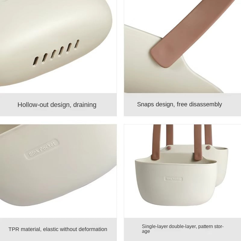 Kitchen Sink Sponges Soap Holder Bathroom Dish Drain Water Basket Storage Drying Rack Accessories Organizer