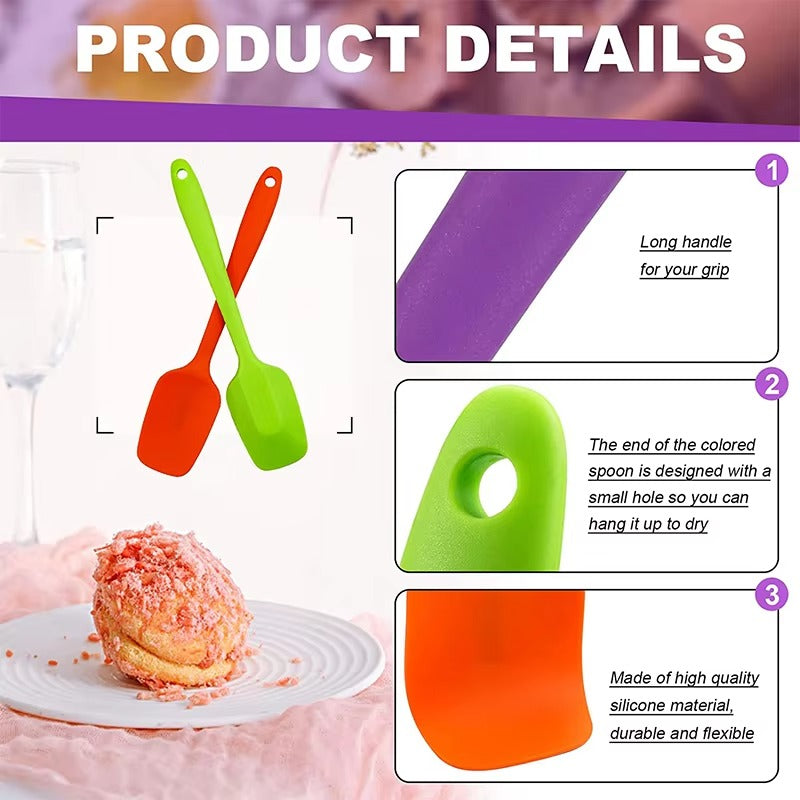 LMETJMA 28cm Silicone Spatulas Heat Resistant Spoon Spatula Non-Stick Spoonula Flexible Scrapers Baking Mixing Tool JT20