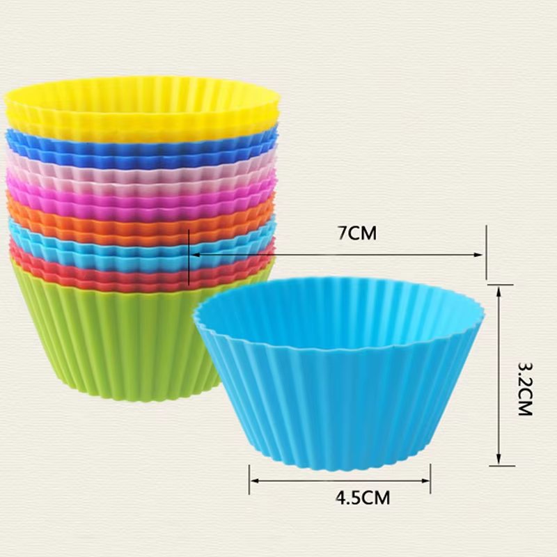 12Pcs Circular High-temperature Resistant Silicone Small Cake Cup Mold Pudding Jelly Cup Air Fryer Baking Pastry Kitchen Mold