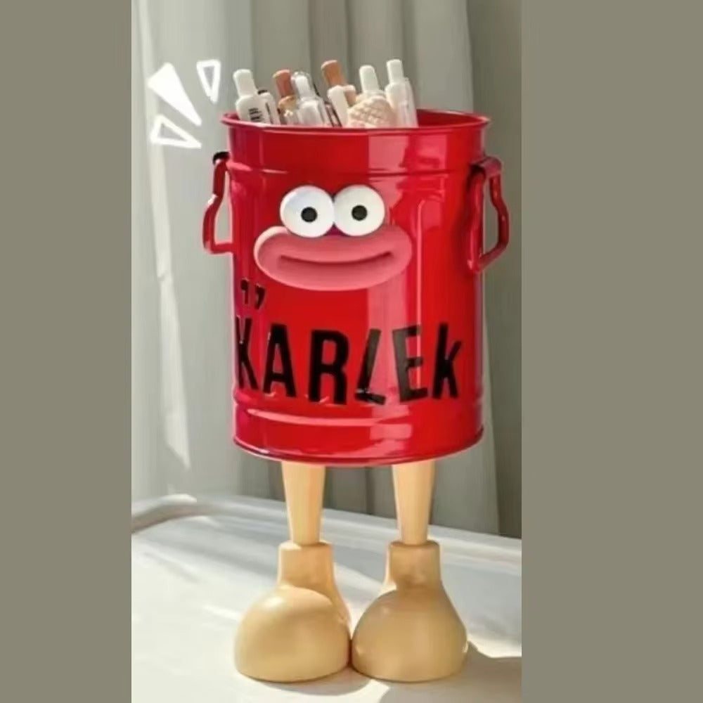 1 Pc cartoon pen holder, simple storage holder, for office storage, desk storage, home study storage (random letter stickers)