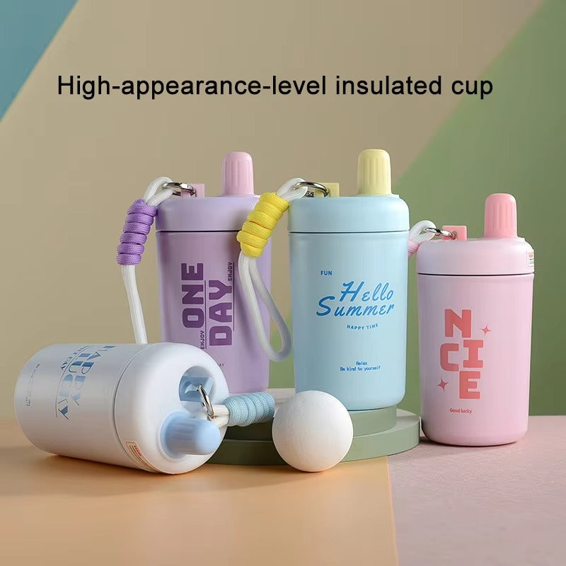 Cute Steel Thermal Insulation Water Cup Multi-color Optional Exquisite Direct Drinking Water Cup with Lanyard Water Cup