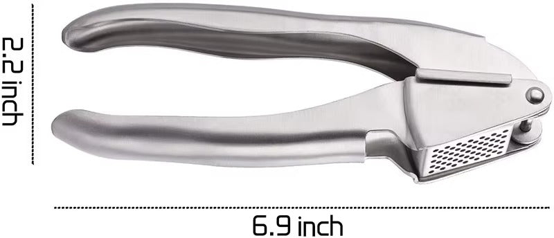 Professional Garlic Press Stainless Steel, Rust-proof Garlic Crusher Mincer, Easy Squeeze & Clean Garlic Peeler