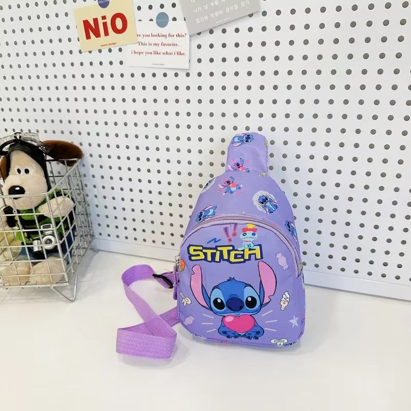 Stitch & Angel Sling Chest Bag, Cartoon Anime Crossbody Bag, Fashionable Casual Shoulder Bag with Coin Purse for Daily Travel