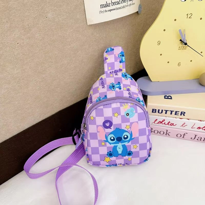 Stitch & Angel Sling Chest Bag, Cartoon Anime Crossbody Bag, Fashionable Casual Shoulder Bag with Coin Purse for Daily Travel