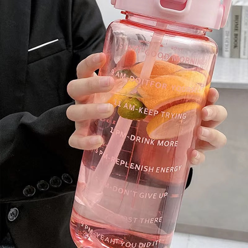 2 Liter Sports Water Bottle With Straw Men Women