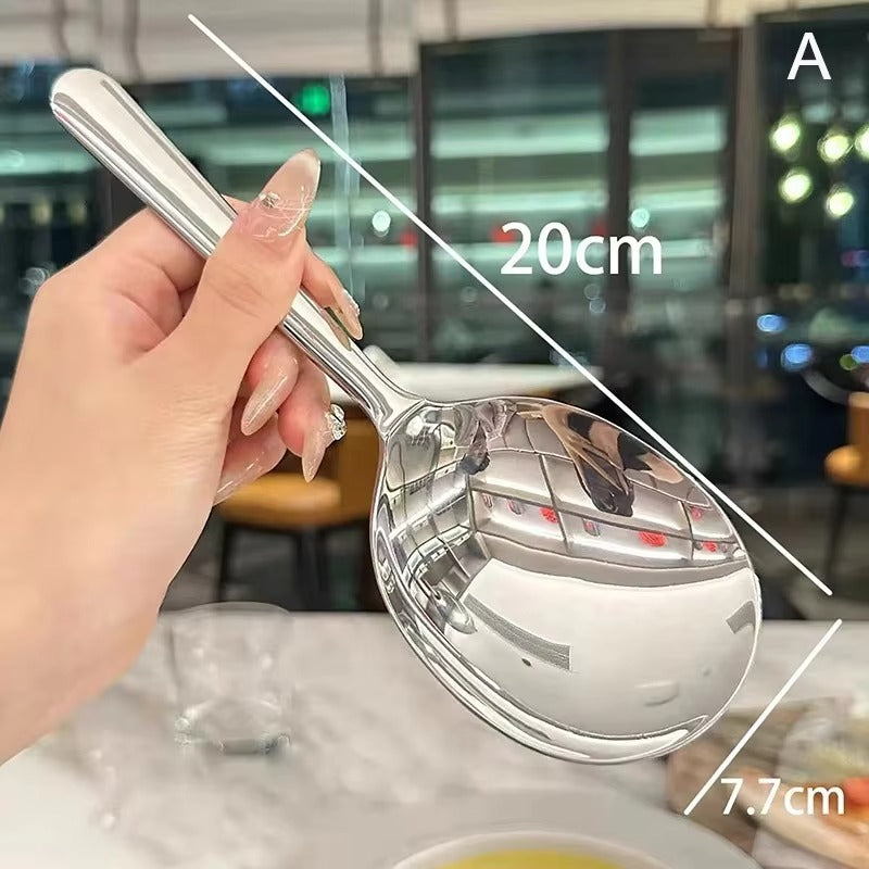 1Pc Stainless Steel Ladles For Serving Soup Rice Serving Spoon Drain Hole Heat Insulated Handle Kitchen Utensils For Daily Use