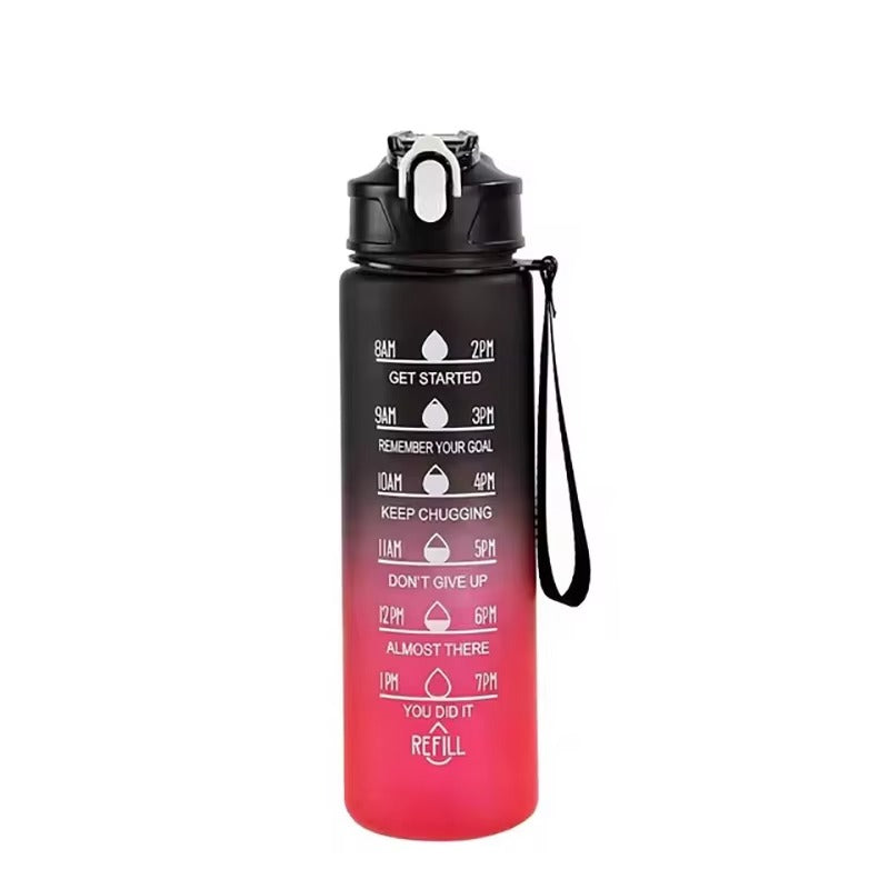 700ml Sports water Bottle High Temperature Resistant Graduated Straw Cup Rainbow Frosted Progressive Color Water Cup Plastic Cup