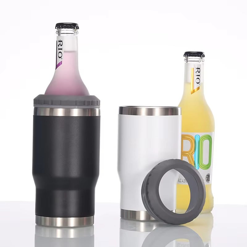 4 in 1 Can Cooler Tumbler for 12 Oz Cans, Slim Cans,and Bottles with Built-in Bottle Opener,Insulated Cool Summer Ice Bottle Cup