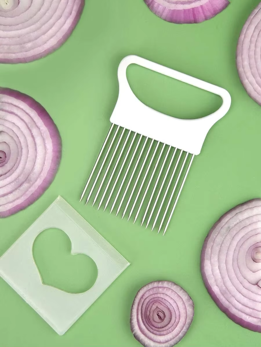 Effortlessly Slice Onions with this 1pc Colorful Onion Slicer Kitchen stainless steel potato chip onion holder