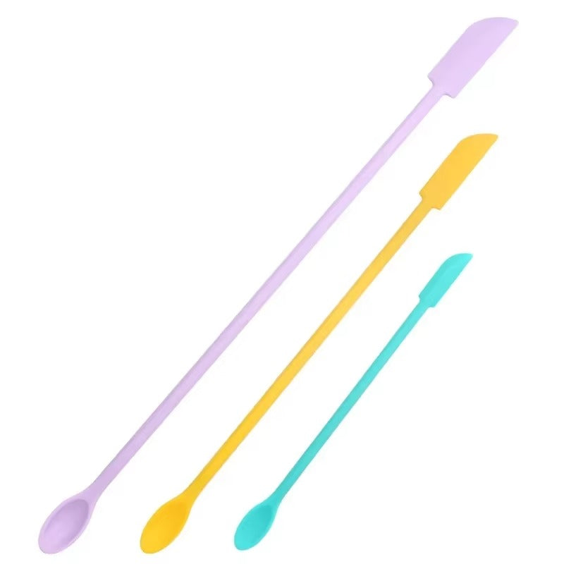 Cosmetic Bottle Silicone Mini Scraper Three Piece Set Baking Double End Two In One Spatula Jam Bottle Scraper Spoon Set