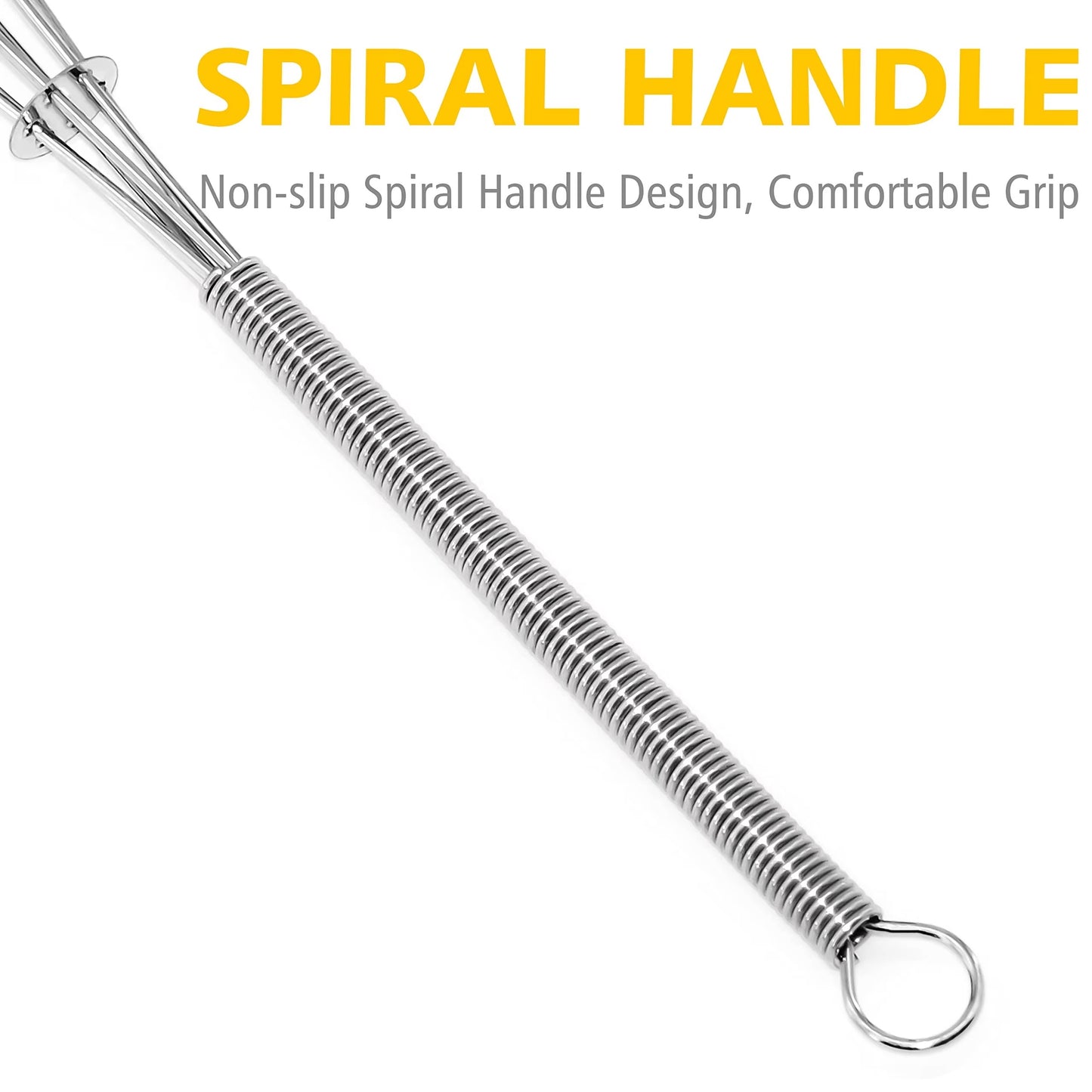 Leeseph Wire Whisks, 5in 7in 8in Stainless Steel Kitchen Mini Whisk & Egg Beater for Cooking, Blending, Beating and Stirring