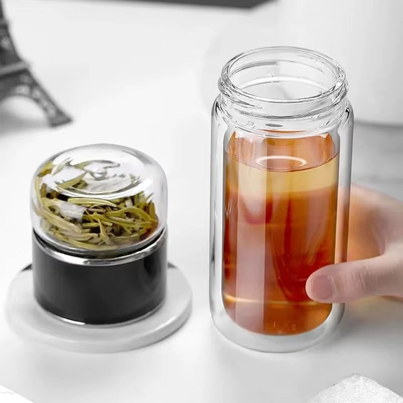 Tea Water Bottle High Borosilicate Glass Double Layer Tea Water Cup Infuser Tumbler Drinkware Water Bottle With Tea Filter 420ML