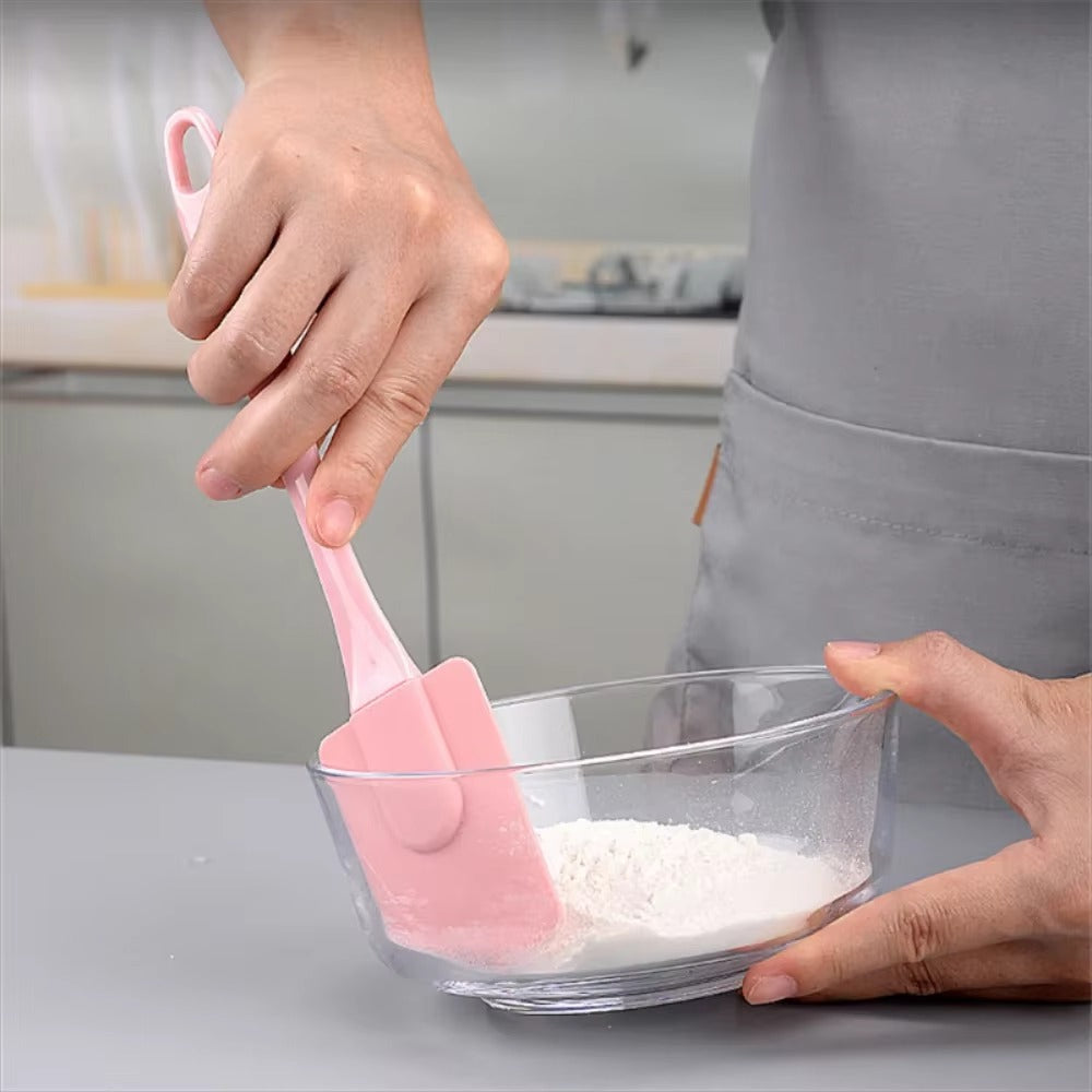 3Pcs Non-Stick Silicone Cream Scraper Bread Cake Butter Spatula Mixer Oil Brush With PP Handle