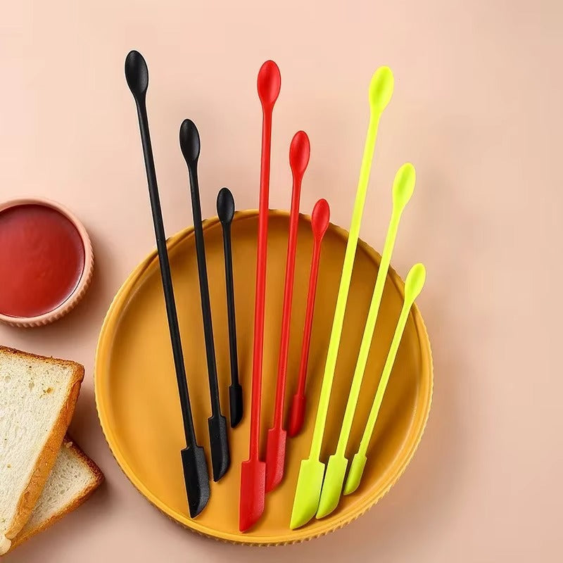 Cosmetic Bottle Silicone Mini Scraper Three Piece Set Baking Double End Two In One Spatula Jam Bottle Scraper Spoon Set