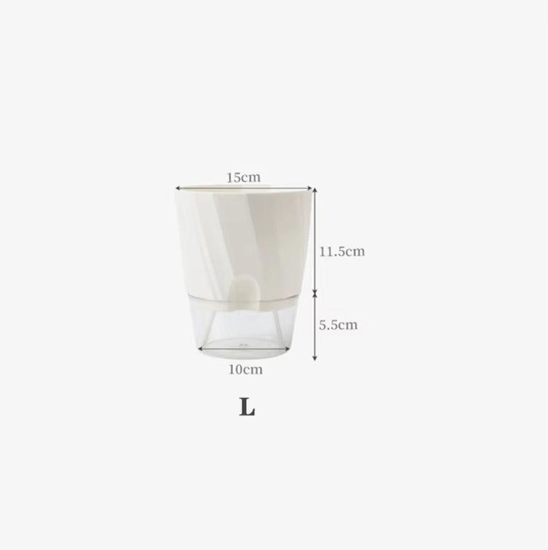 Lazy Hydroponic Flower Pot Automatic Water-Absorbing Flowerpot Transparent Double Layer Plastic Self Watering Planter Office