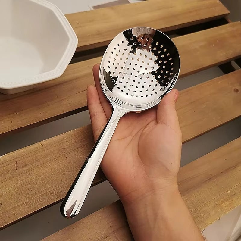 1Pc Stainless Steel Ladles For Serving Soup Rice Serving Spoon Drain Hole Heat Insulated Handle Kitchen Utensils For Daily Use