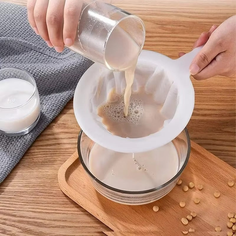 100/200/400 Mesh Reusable Nylon Ultra Fine Filter Mesh Strainer Spoon Sieve Soy Milk Juice Coffee Food Filter Kitchen Colander