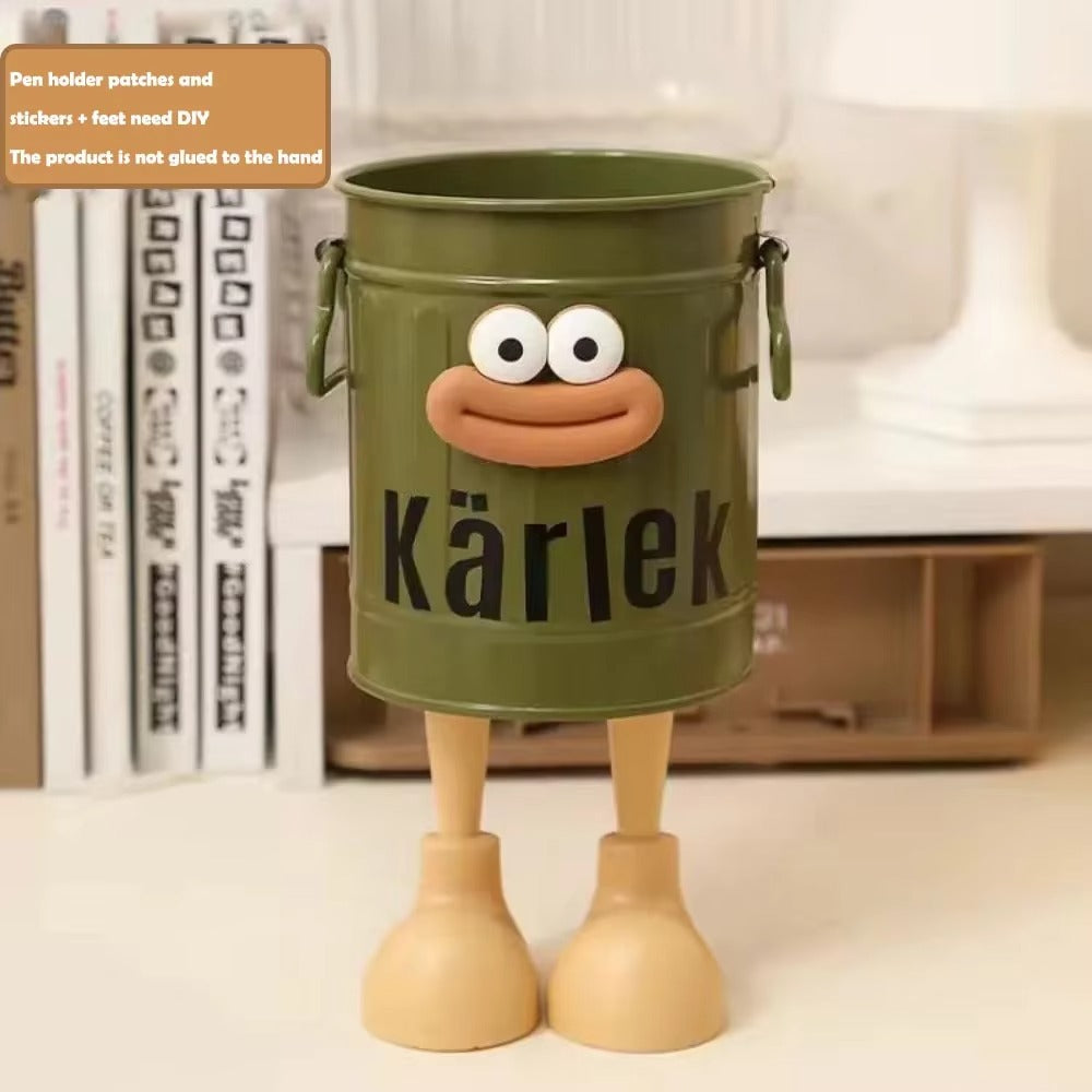 1 Pc cartoon pen holder, simple storage holder, for office storage, desk storage, home study storage (random letter stickers)