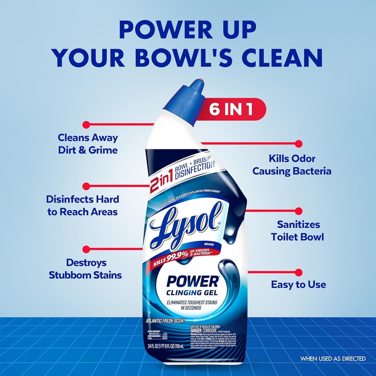 Toilet Bowl Cleaner, Max Strength Bathroom Cleaning Supplies, Toilet Bowl Cleaner Clinging Gel, Home Essential, Instant Stain Removal, Disinfecting and Deodorizing, Bleach Free, 24 Oz (2 Ct)