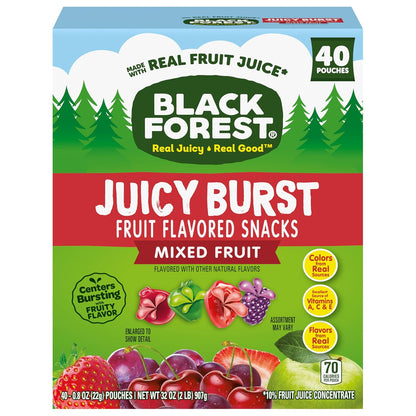 , Juicy Burst, Fruit Flavored Snacks, Mixed Fruit Flavors, a Juicy Burst of Natural Flavors, Made with Real Fruit Juice, 0.8 Oz 40 Ct