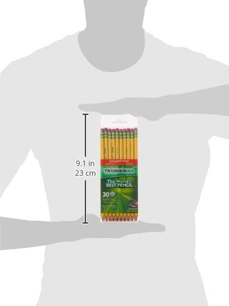 Wood-Cased Pencils, Pre-Sharpened, #2 HB Soft, Yellow, 30 Count