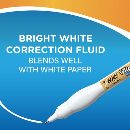 Wite-Out Brand Shake 'N Squeeze Correction Pen, 8 ML Correction Fluid, 4-Count Pack of White Correction Pens, Fast, Clean and Easy to Use Pen Office or School Supplies