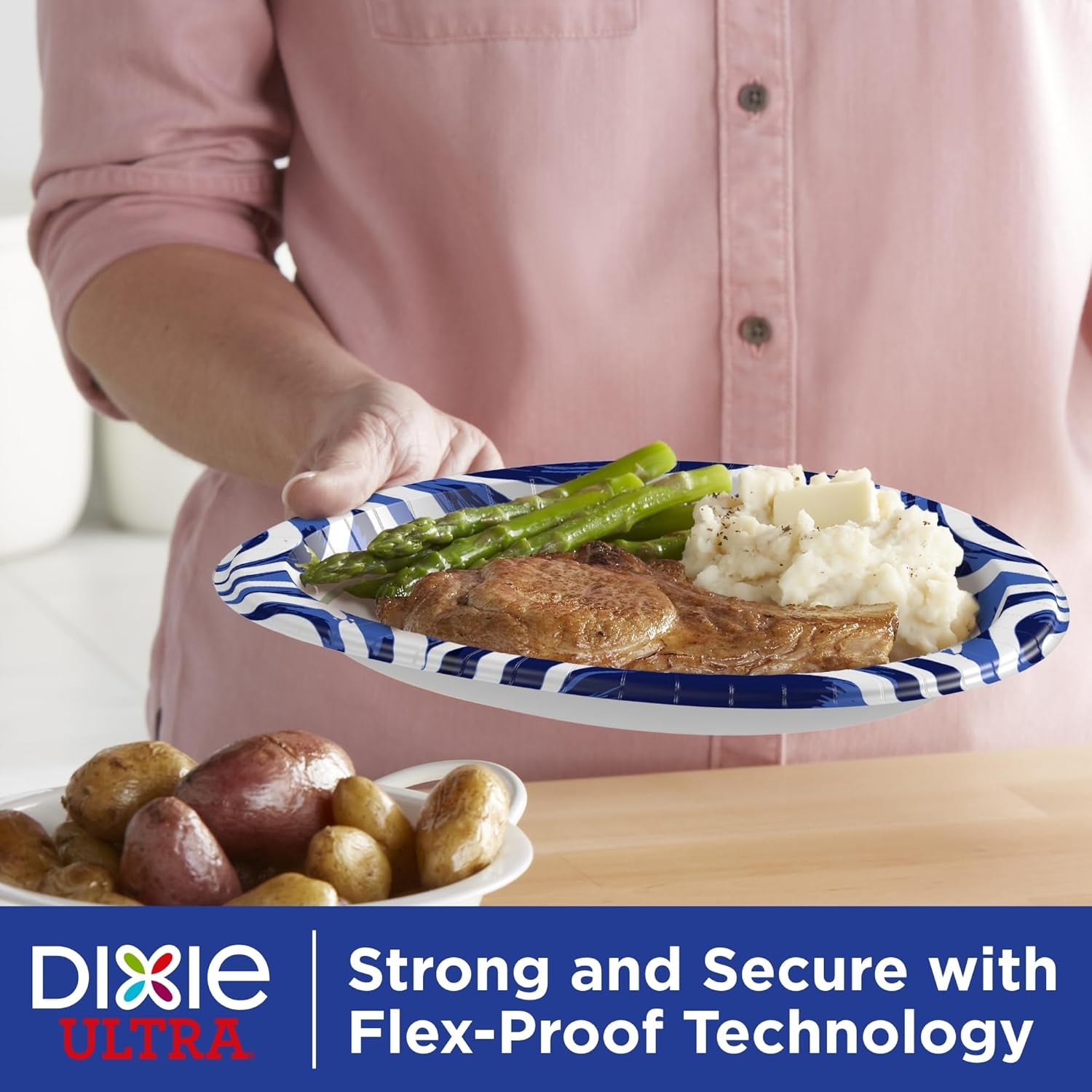 Ultra, Large Paper Plates, 10 Inch, 100 Count, 3X Stronger*, Heavy Duty, Microwave-Safe, Soak-Proof, Cut Resistant, Disposable Plates for Heavy, Messy Meals