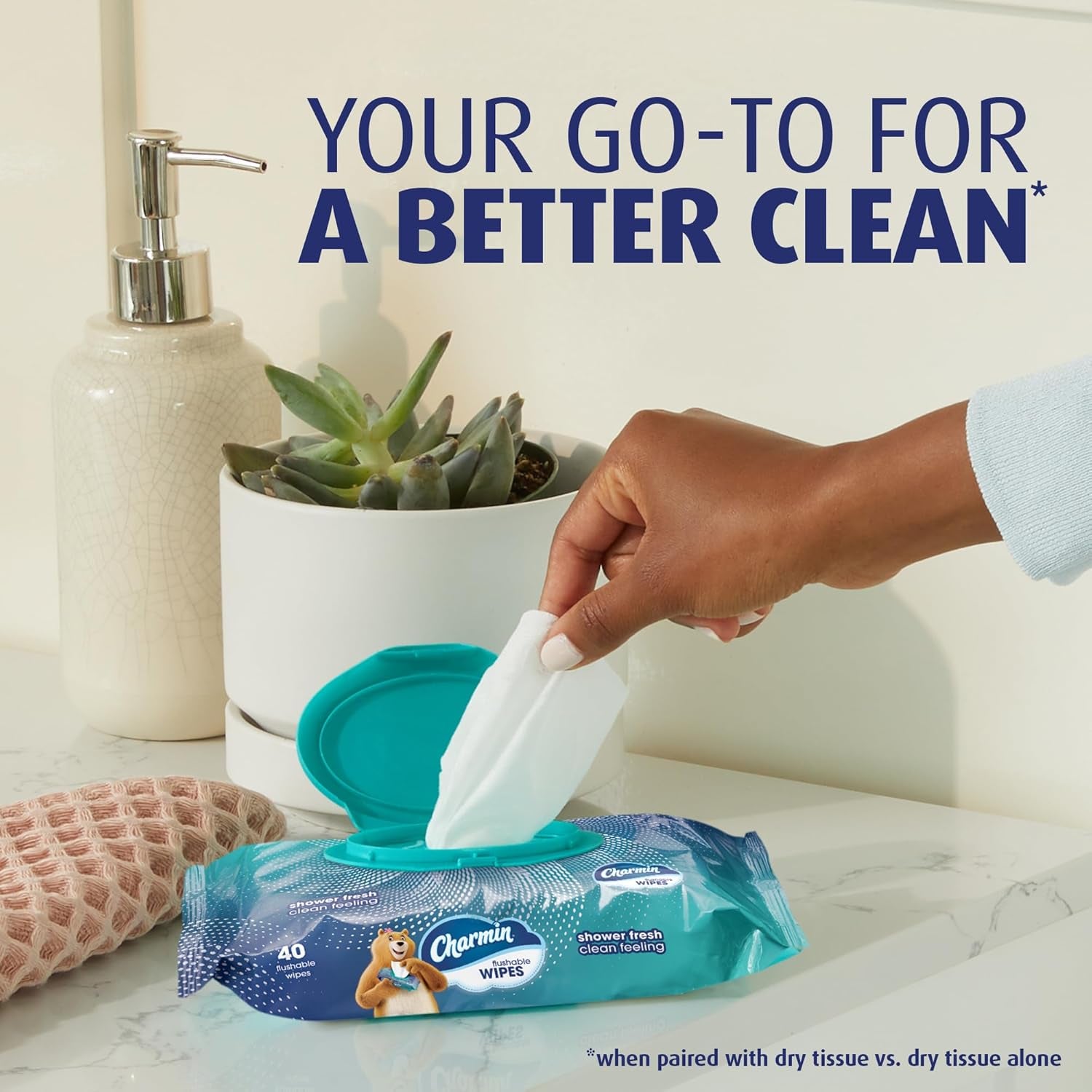 Flushable Wipes, 160 Total Wipes (4 Packs of 40)