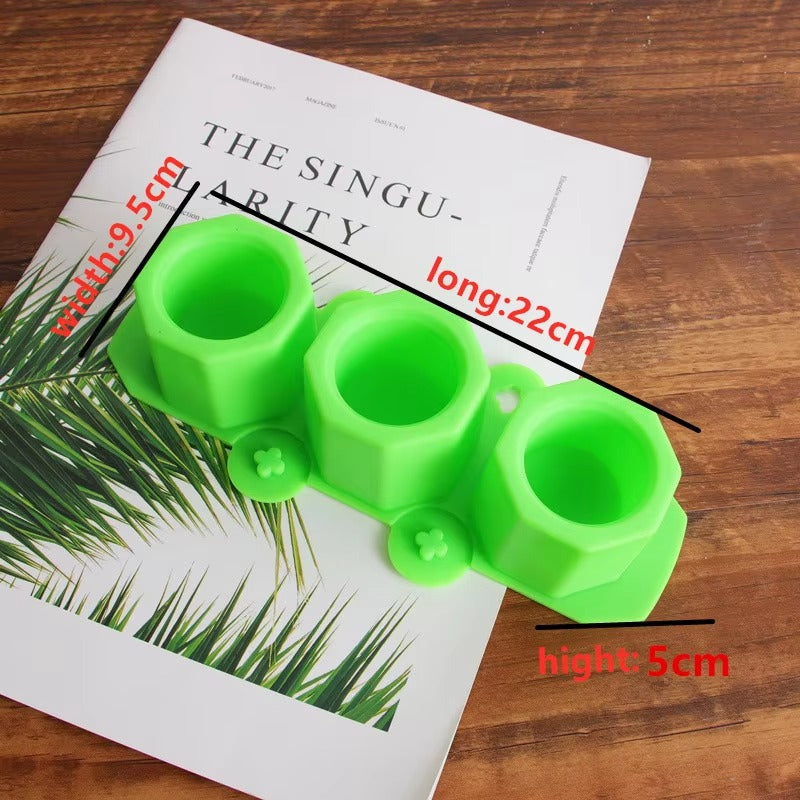 3 Holes Round Geometric Polygonal Concrete Silicone Flowerpot Mold Cactus Cement Pot DIY Clay Craft Bottle Mould Decoration