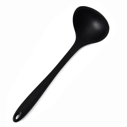 Venlohome Non-stick Silicone Ladle Soup Spoon Curved Handle Heat Resistant Round Scoop With Hygienic Coating FDA Cook Utensils
