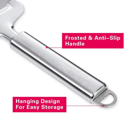 LMETJMA Stainless Steel Cheese Slicer Heavy Duty Plane Cheese Cutter Non-Stick Cheese Slicer Knife Server KC0331