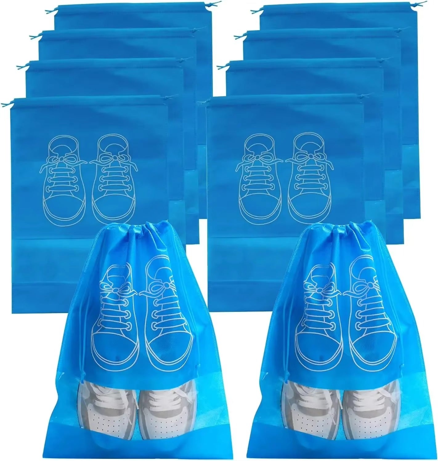 5pcs/set Shoe Storage Bag With Thickened Non-woven Fabric Strap Mouth Large Capacity Travel Waterproof Shoe Bag Moistureproof