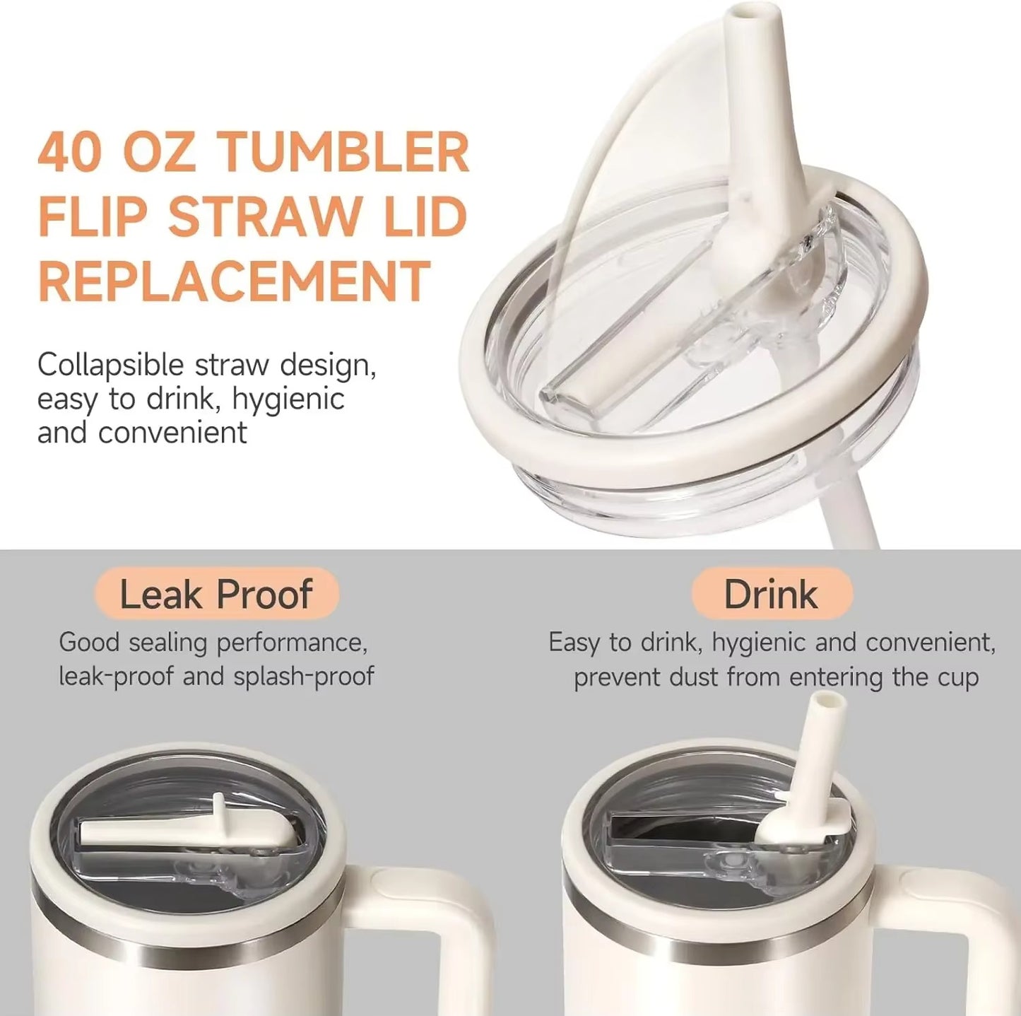 40oz Lid for Stanley Flip Straw Leak Proof Spill-proof Cup Cover Tumbler Lid Replacement for Stanley Cup Accessories Straw Cover